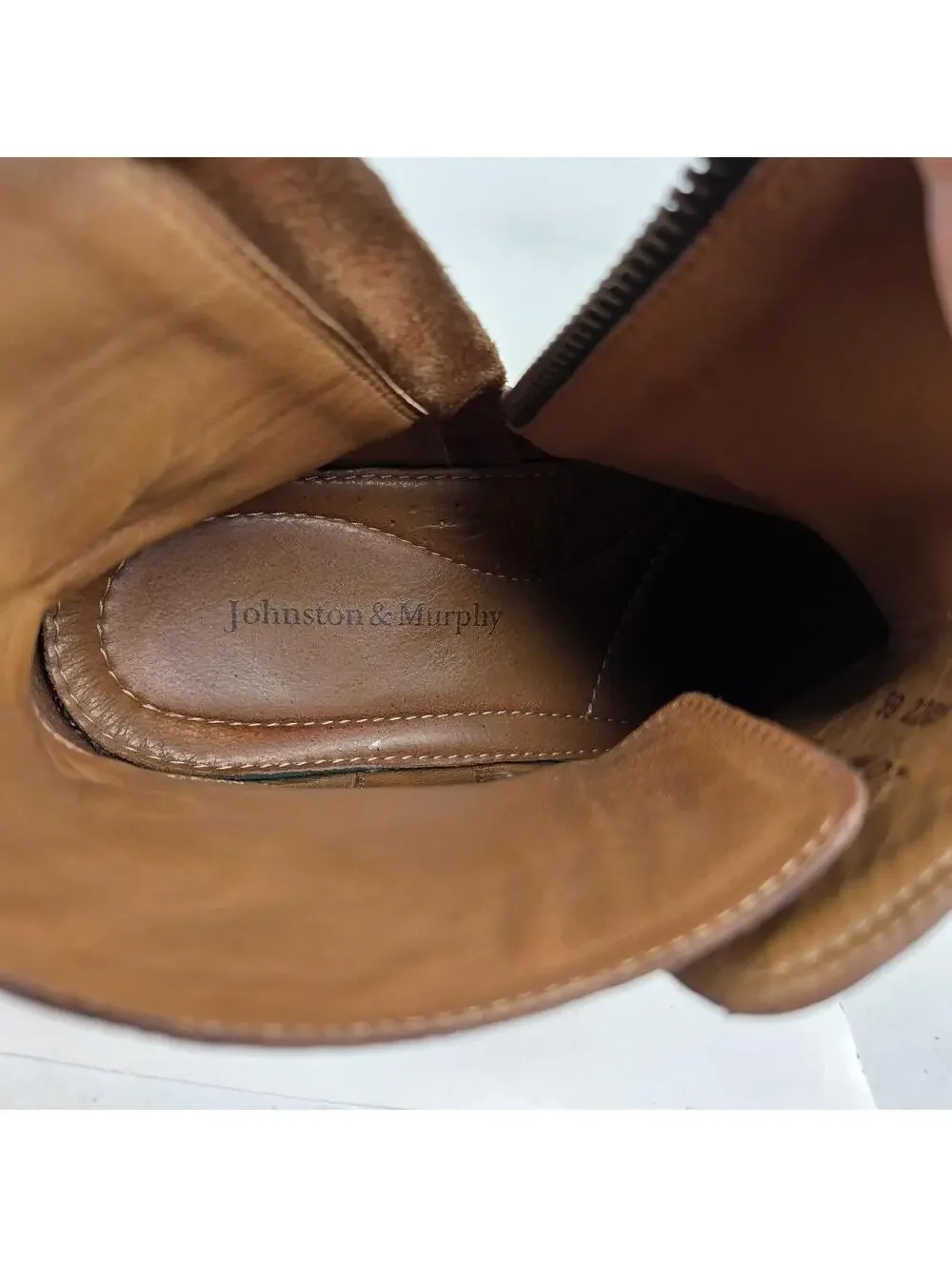 Johnston & Murphy leather Jodhpur boots US 9 M brown cognac side Zip Ankle Boot